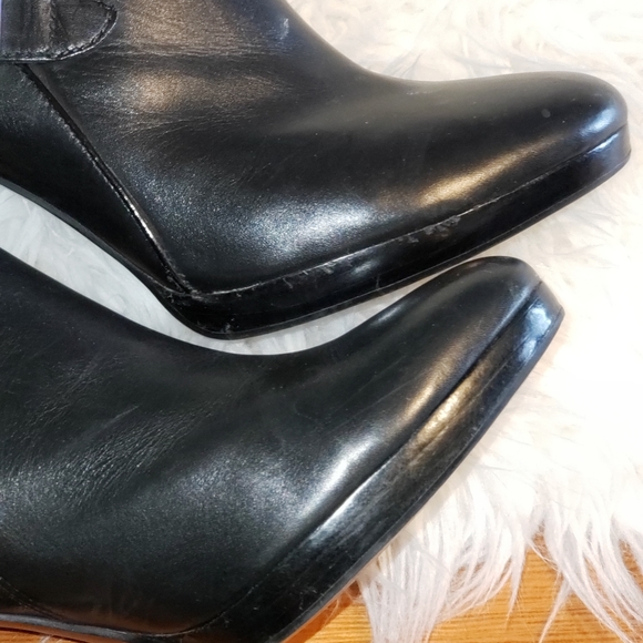 Ralph Lauren heeled booties black leather 7.5 M - Picture 6 of 10